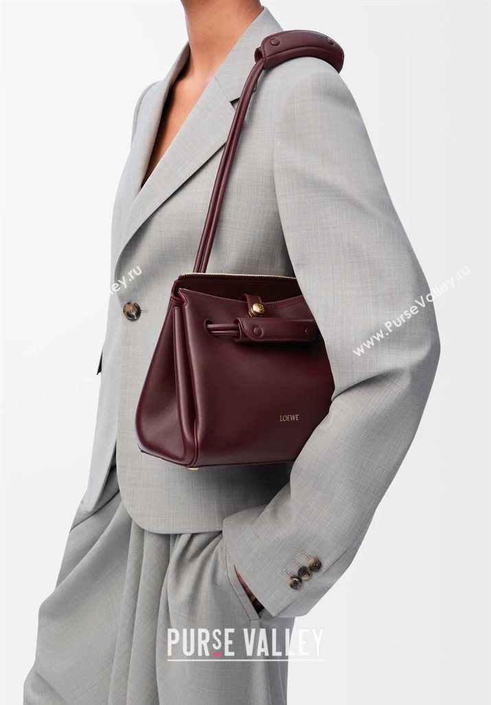 Loewe Small Madrid bag in supple calfskin Dark Burgundy 2025 012452 (YS-250801041)
