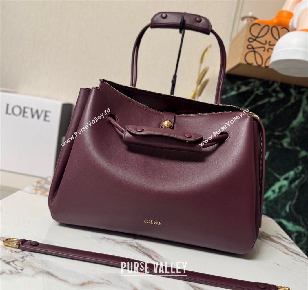 Loewe Large Madrid bag in supple calfskin Dark Burgundy 2025 052510 (YY-250801035)