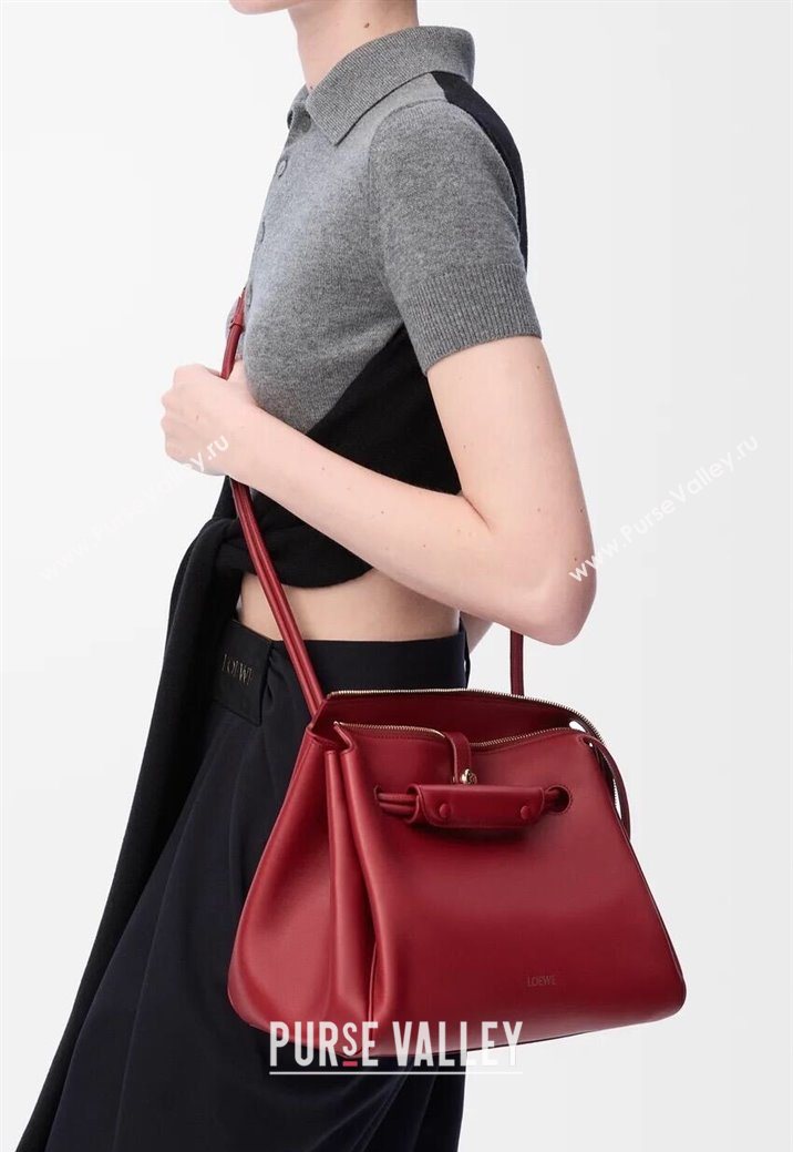 Loewe Medium Madrid bag in supple calfskin Burnt Red 2025 052451 (YS-250801042)