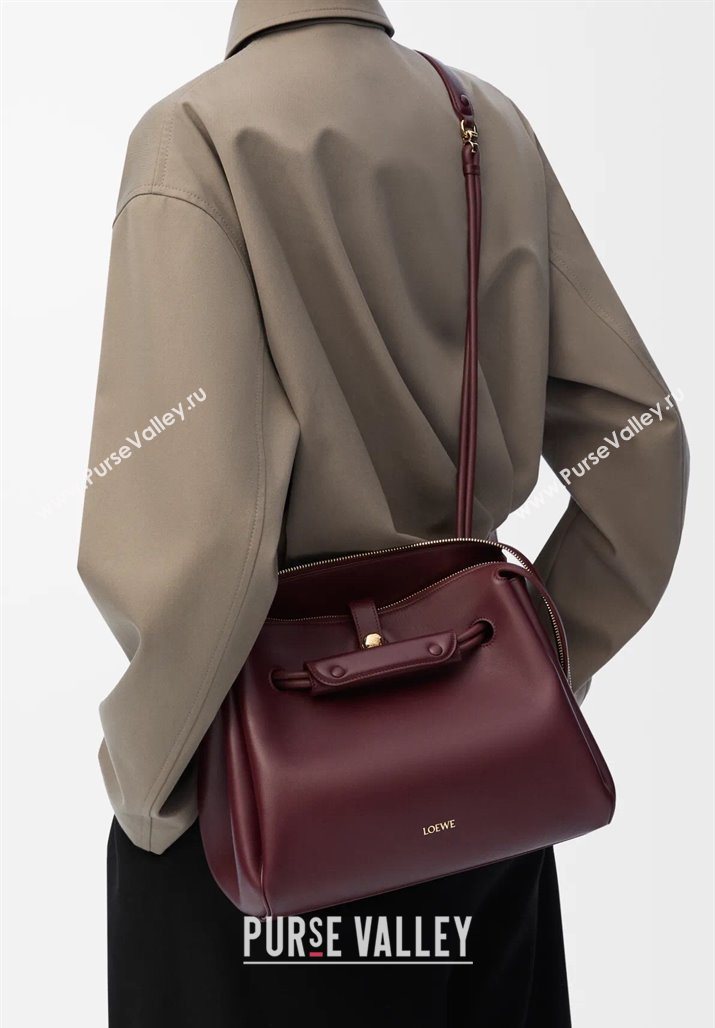 Loewe Medium Madrid bag in supple calfskin Dark Burgundy 2025 052451 (YS-250801043)