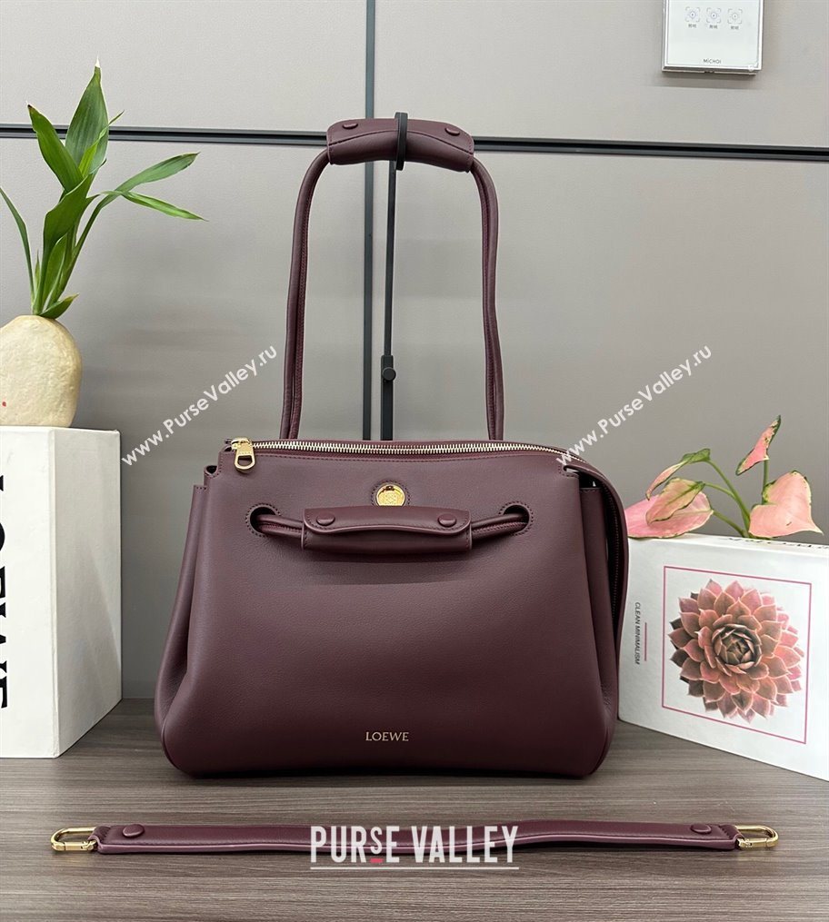 Loewe Medium Madrid bag in supple calfskin Dark Burgundy 2025 052451 (YS-250801043)
