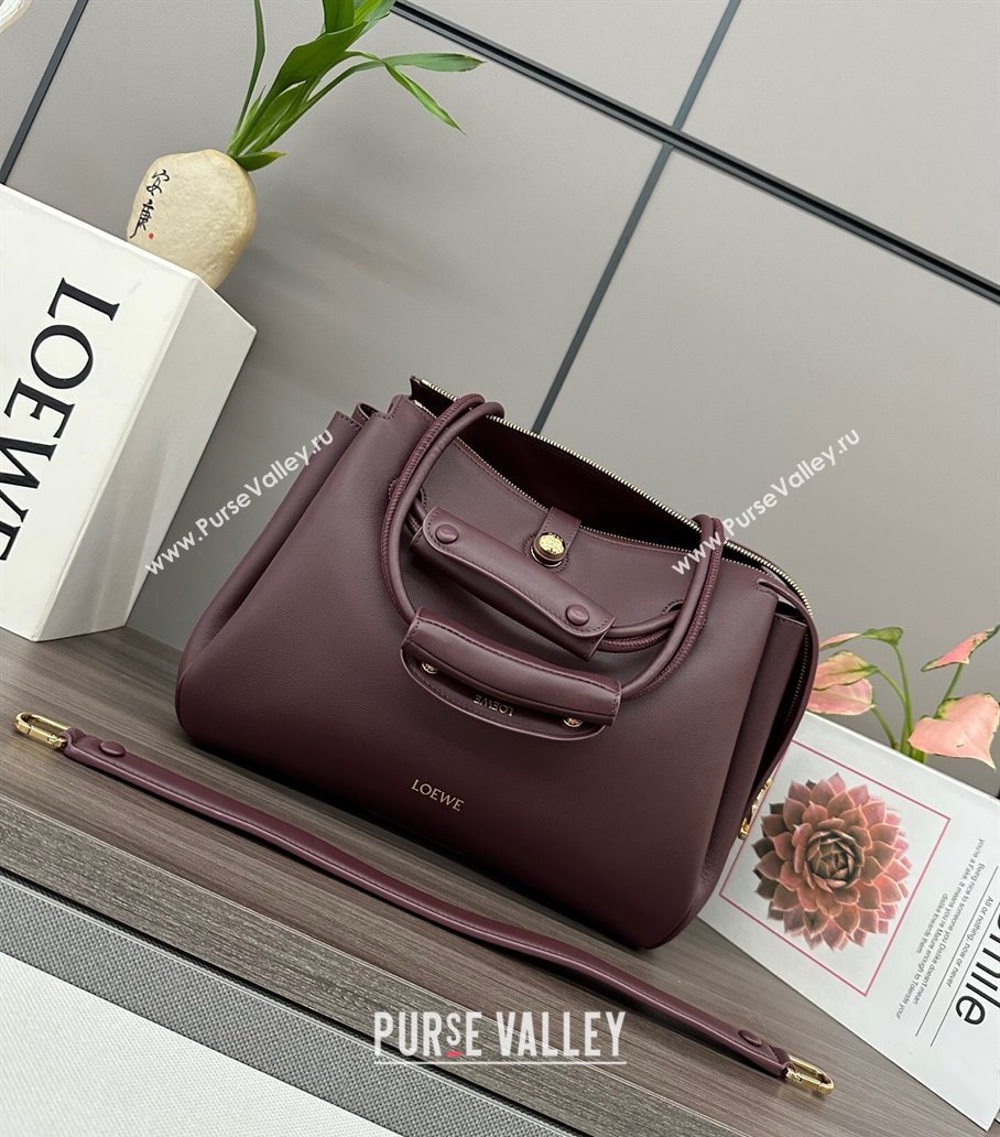 Loewe Medium Madrid bag in supple calfskin Dark Burgundy 2025 052451 (YS-250801043)