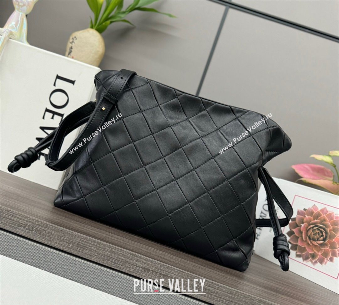 Loewe Medium Flamenco clutch in quilted nappa lambskin Black 2025 262487 (YS-250801049)