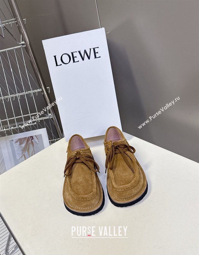 Loewe Faro Lace-up Shoes in Suede Dark Beige 2025 0823 (MD-250823078)