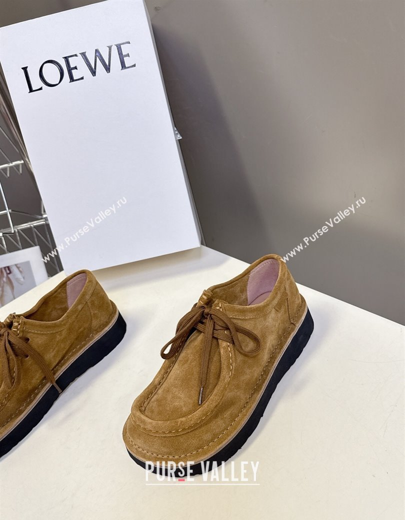Loewe Faro Lace-up Shoes in Suede Dark Beige 2025 0823 (MD-250823078)