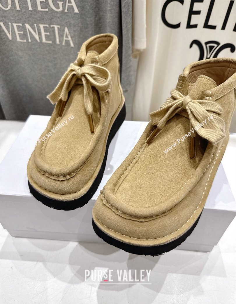 Loewe Faro High top Lace-up Shoes in Suede Beige 2025 (MD-250823068)