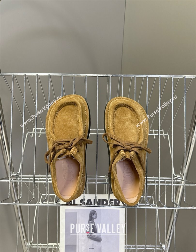 Loewe Faro Lace-up Shoes in Suede Dark Beige 2025 0823 (MD-250823078)