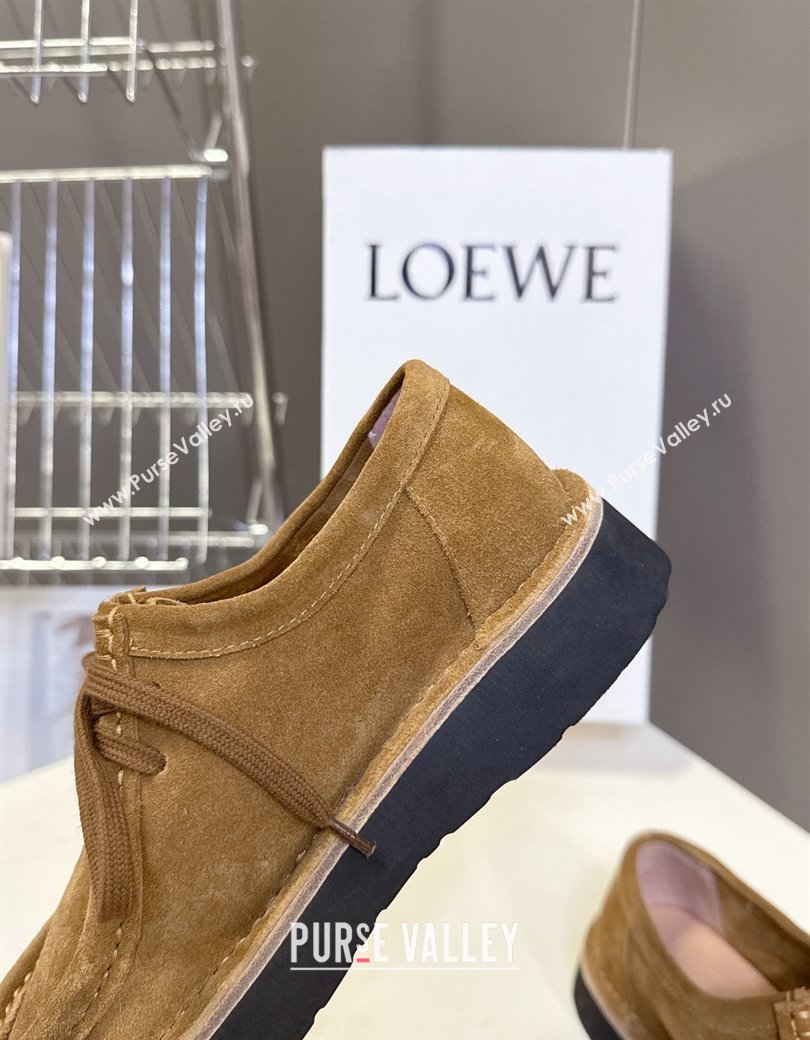 Loewe Faro Lace-up Shoes in Suede Dark Beige 2025 0823 (MD-250823078)