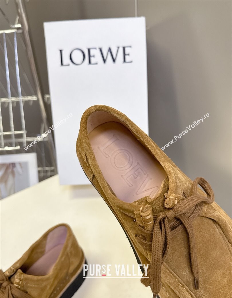 Loewe Faro Lace-up Shoes in Suede Dark Beige 2025 0823 (MD-250823078)