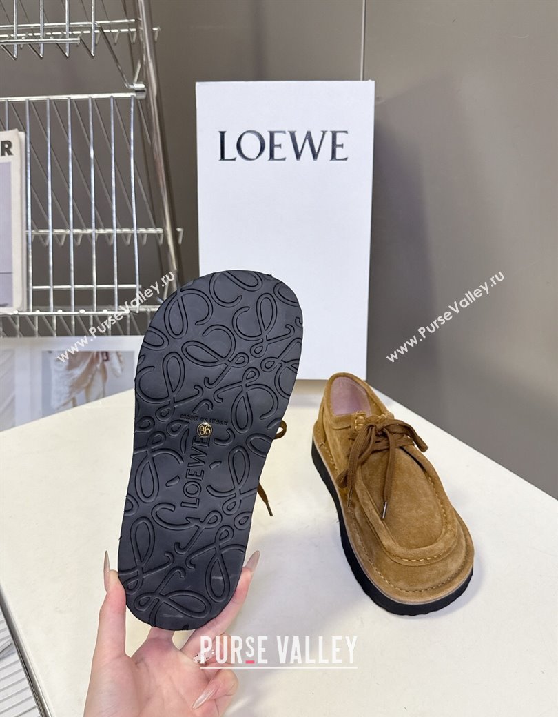 Loewe Faro Lace-up Shoes in Suede Dark Beige 2025 0823 (MD-250823078)