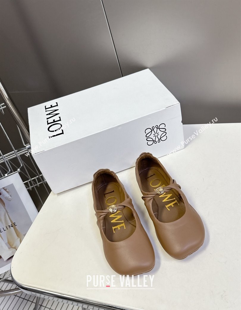 Loewe Pebble Soft ballerinas flat in nappa lambskin Brown 2025 (HQG-250823079)