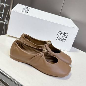 Loewe Pebble Soft ballerinas flat in nappa lambskin Brown 2025 (HQG-250823079)