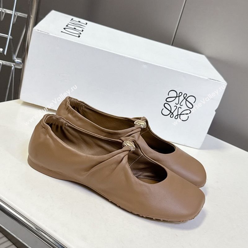 Loewe Pebble Soft ballerinas flat in nappa lambskin Brown 2025 (HQG-250823079)