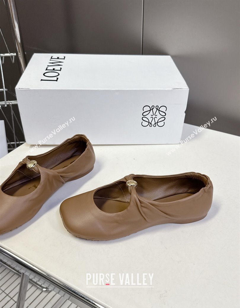 Loewe Pebble Soft ballerinas flat in nappa lambskin Brown 2025 (HQG-250823079)