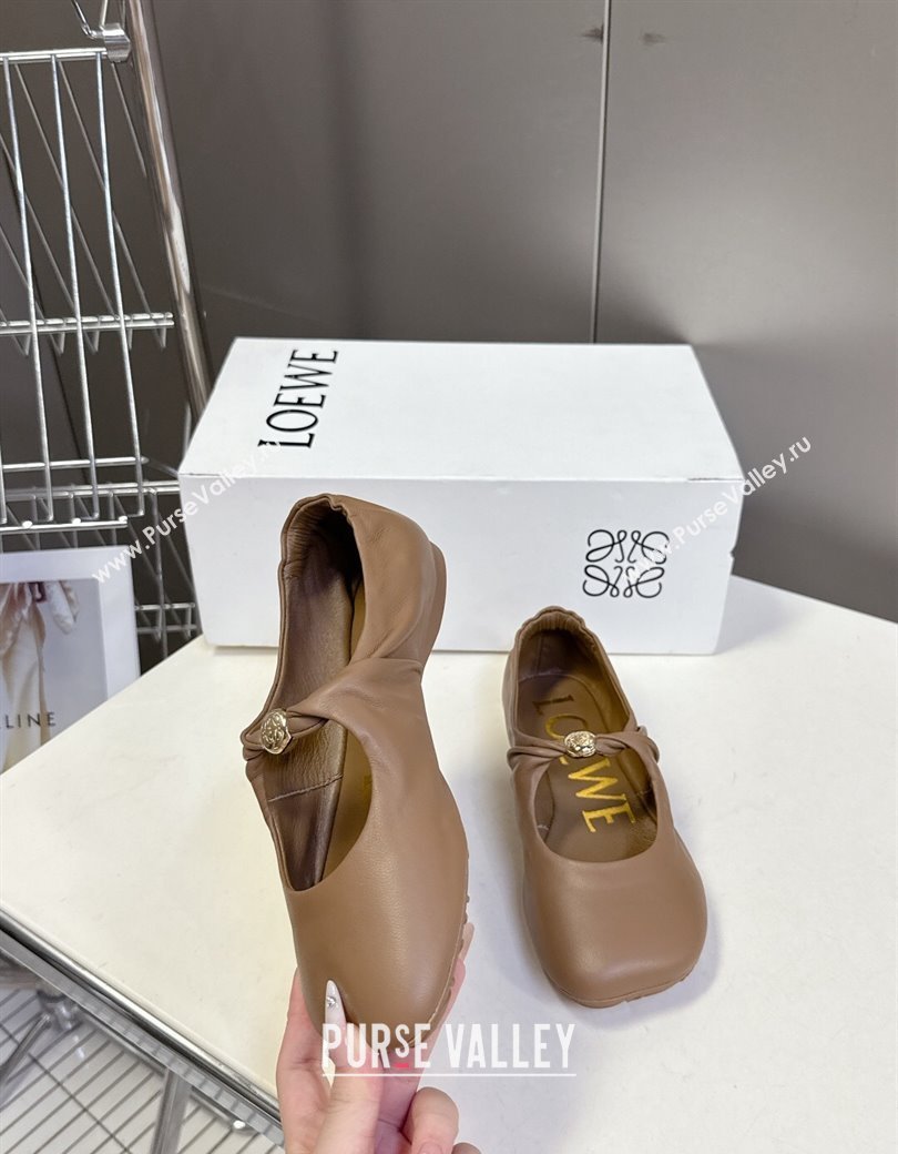 Loewe Pebble Soft ballerinas flat in nappa lambskin Brown 2025 (HQG-250823079)