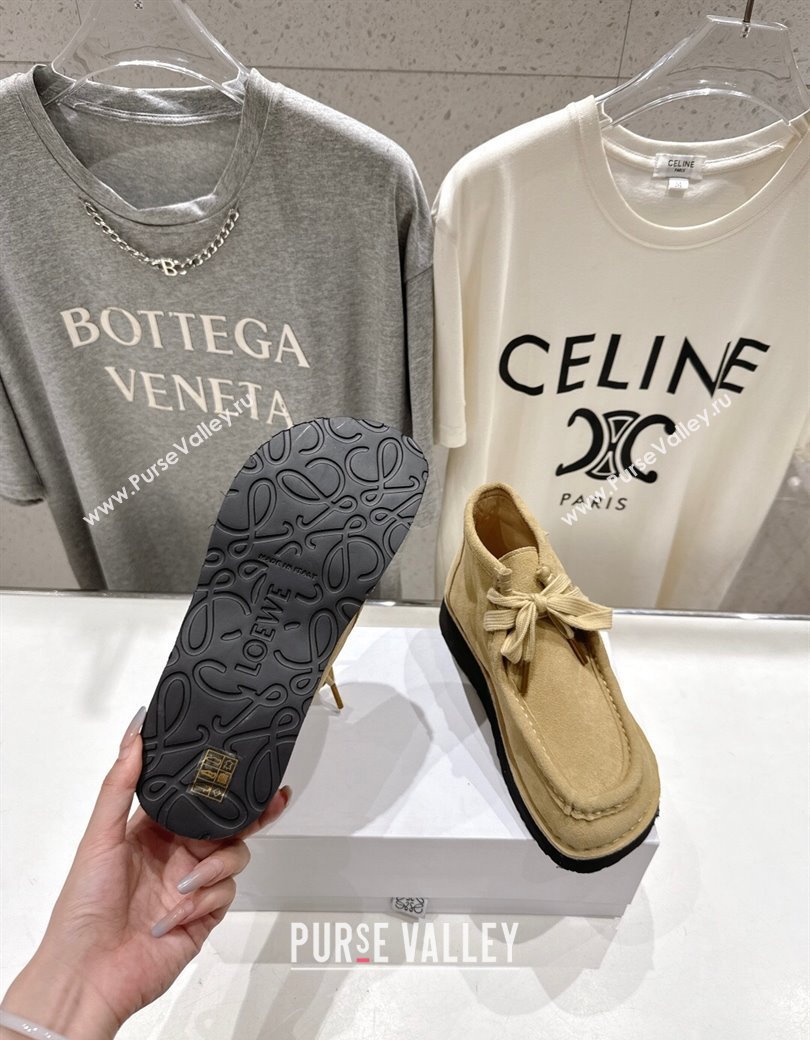 Loewe Faro High top Lace-up Shoes in Suede Beige 2025 (MD-250823068)