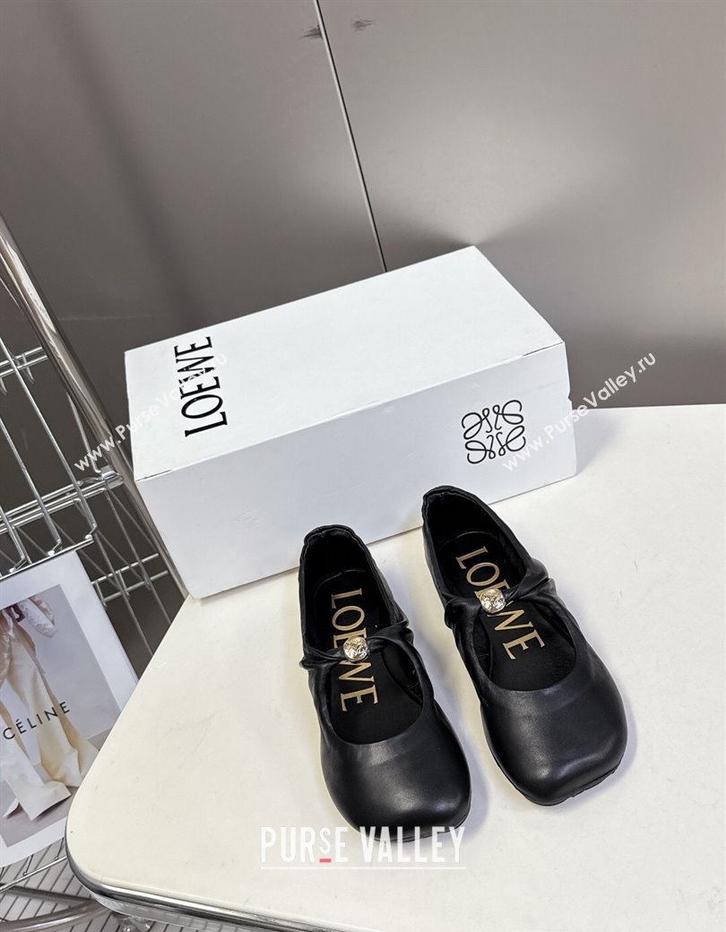 Loewe Pebble Soft ballerinas flat in nappa lambskin Black 2025 (HQG-250823081)