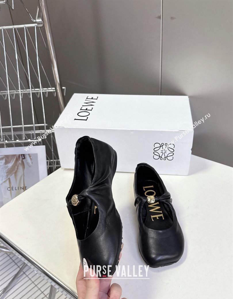Loewe Pebble Soft ballerinas flat in nappa lambskin Black 2025 (HQG-250823081)
