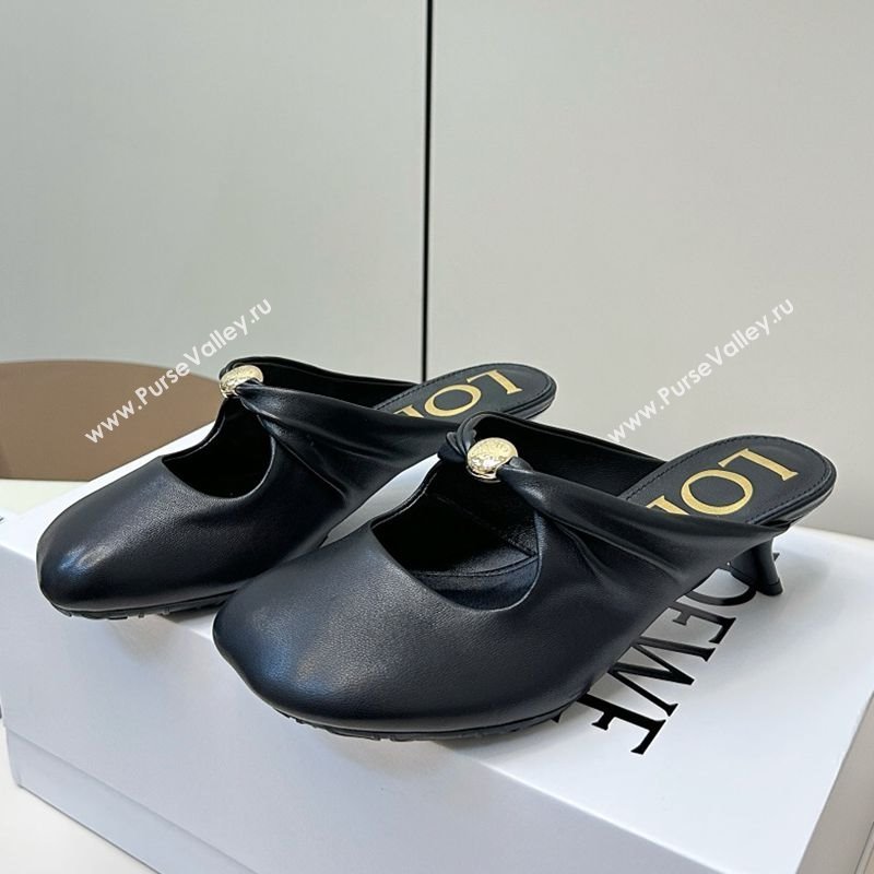 Loewe Pebble Soft heel mule 4.5cm in nappa lambskin Black 2025 (HQG-250823083)