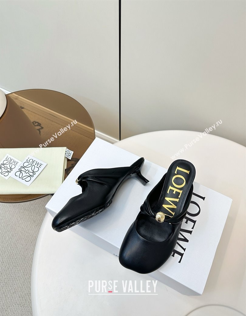 Loewe Pebble Soft heel mule 4.5cm in nappa lambskin Black 2025 (HQG-250823083)