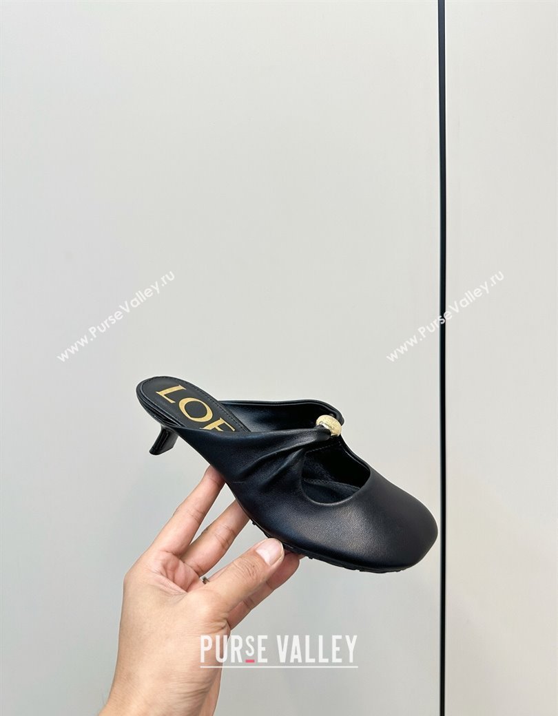 Loewe Pebble Soft heel mule 4.5cm in nappa lambskin Black 2025 (HQG-250823083)