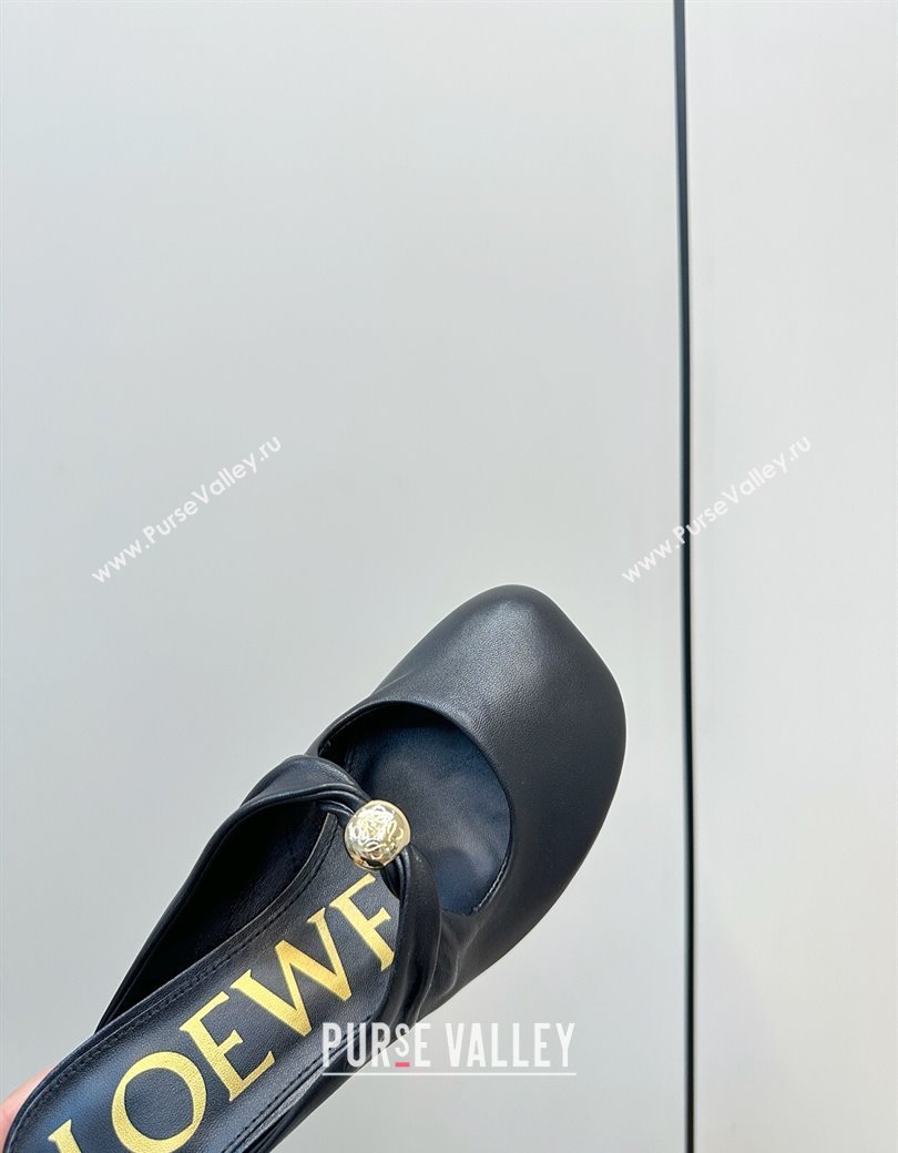 Loewe Pebble Soft heel mule 4.5cm in nappa lambskin Black 2025 (HQG-250823083)