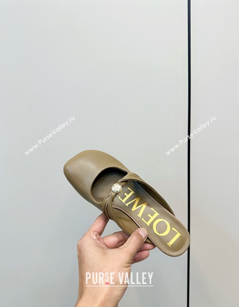 Loewe Pebble Soft heel mule 4.5cm in nappa lambskin Green 2025 (HQG-250823084)