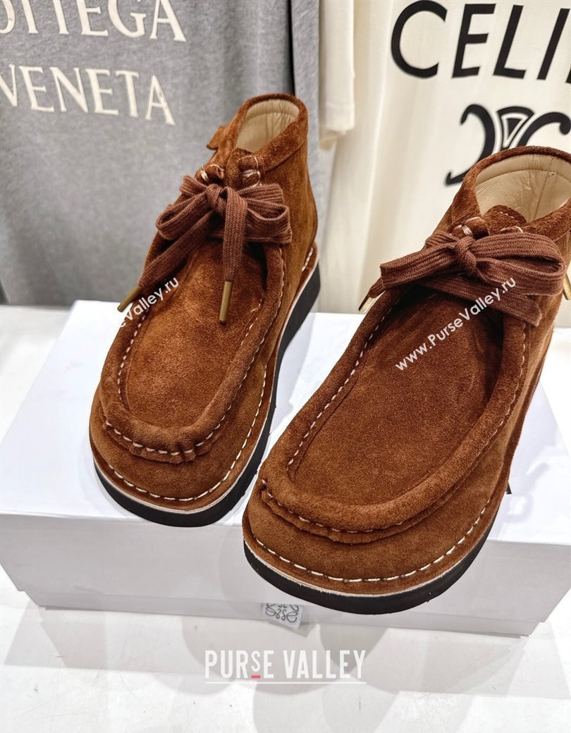 Loewe Faro High top Lace-up Shoes in Suede Dark Brown 2025 (MD-250823069)