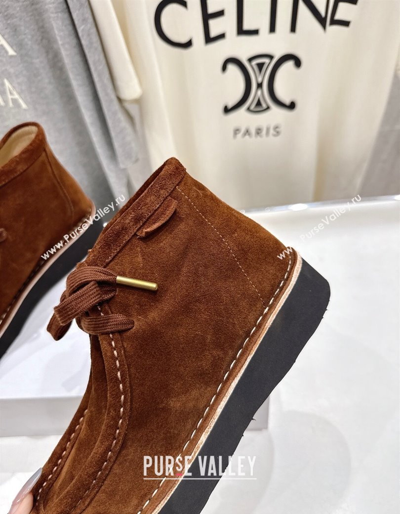 Loewe Faro High top Lace-up Shoes in Suede Dark Brown 2025 (MD-250823069)