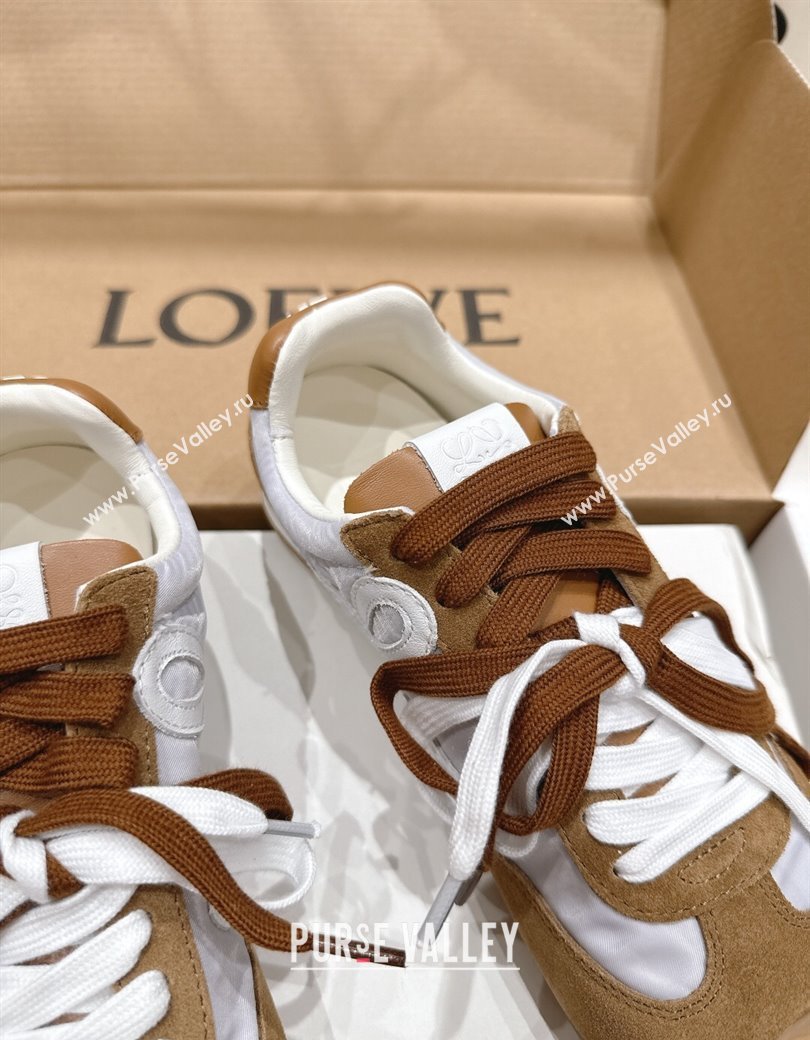 Loewe Ballet Runner 2.0 Sneakers in nylon and suede White/Brown 2025 0823 (MD-250823088)