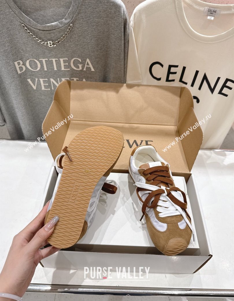 Loewe Ballet Runner 2.0 Sneakers in nylon and suede White/Brown 2025 0823 (MD-250823088)