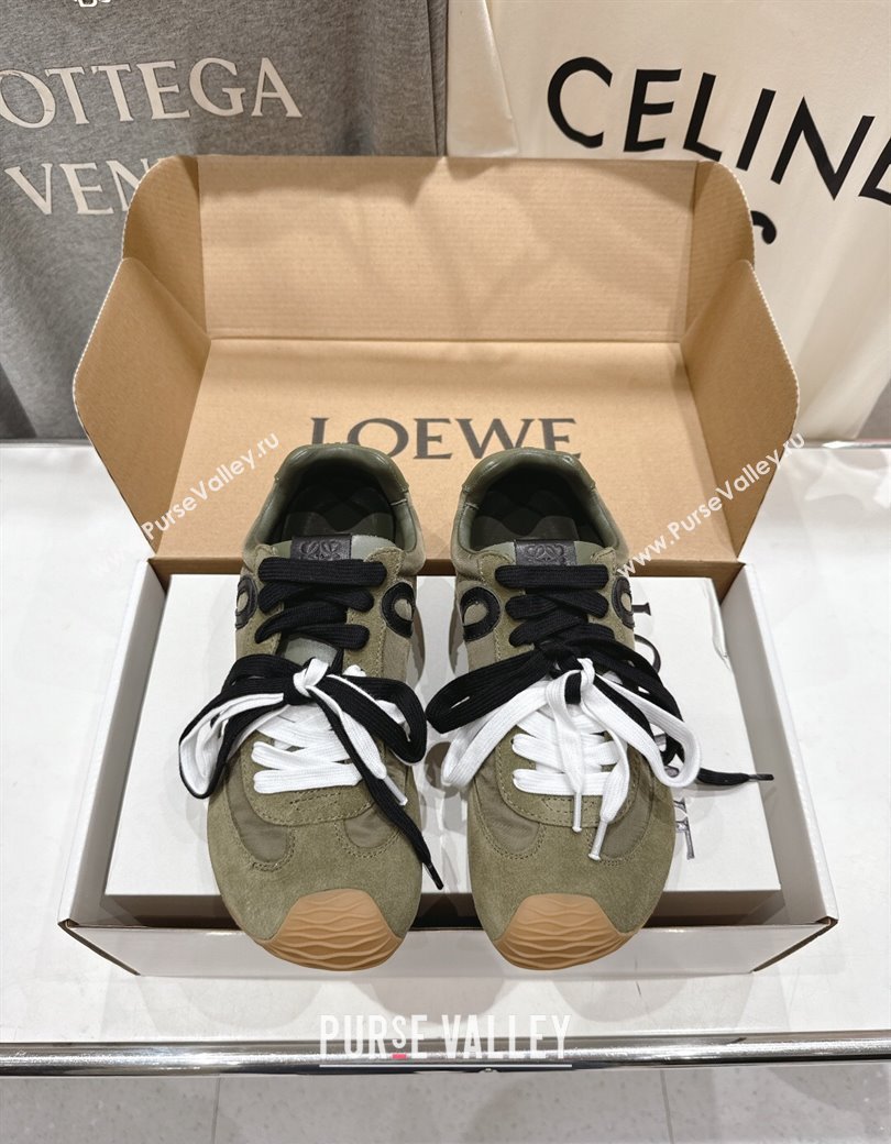 Loewe Ballet Runner 2.0 Sneakers in nylon and suede Green 2025 0823 (MD-250823089)