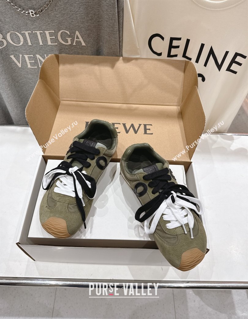 Loewe Ballet Runner 2.0 Sneakers in nylon and suede Green 2025 0823 (MD-250823089)