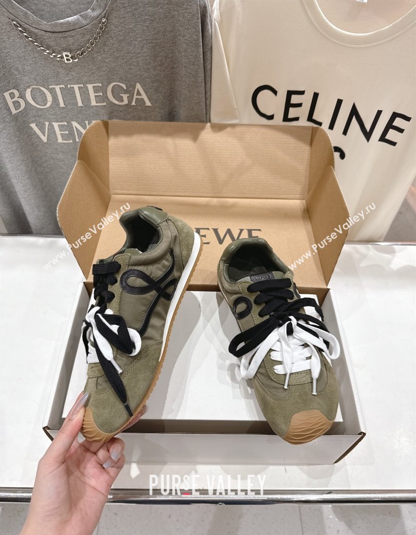 Loewe Ballet Runner 2.0 Sneakers in nylon and suede Green 2025 0823 (MD-250823089)
