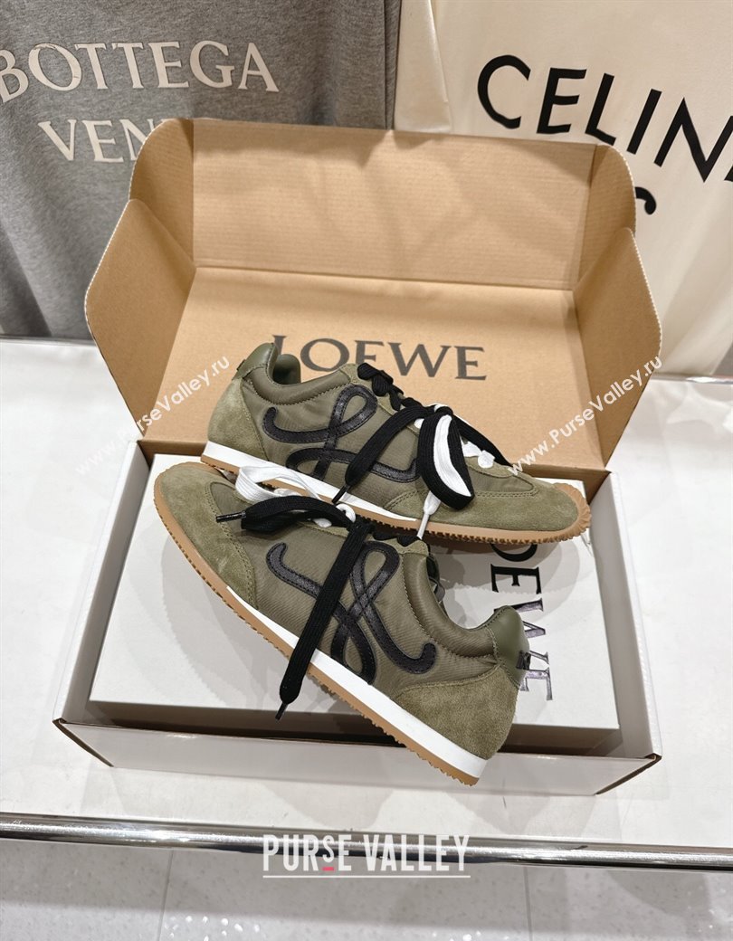 Loewe Ballet Runner 2.0 Sneakers in nylon and suede Green 2025 0823 (MD-250823089)