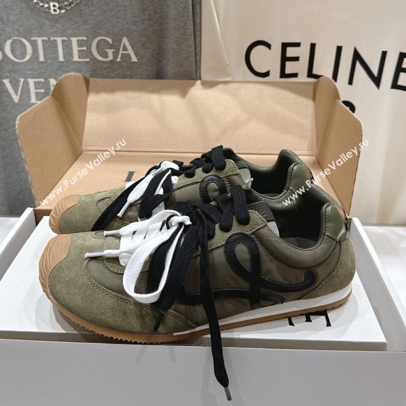 Loewe Ballet Runner 2.0 Sneakers in nylon and suede Green 2025 0823 (MD-250823089)