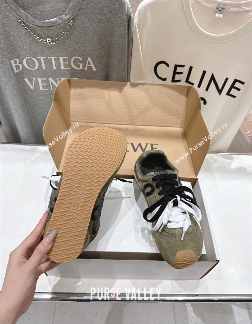Loewe Ballet Runner 2.0 Sneakers in nylon and suede Green 2025 0823 (MD-250823089)