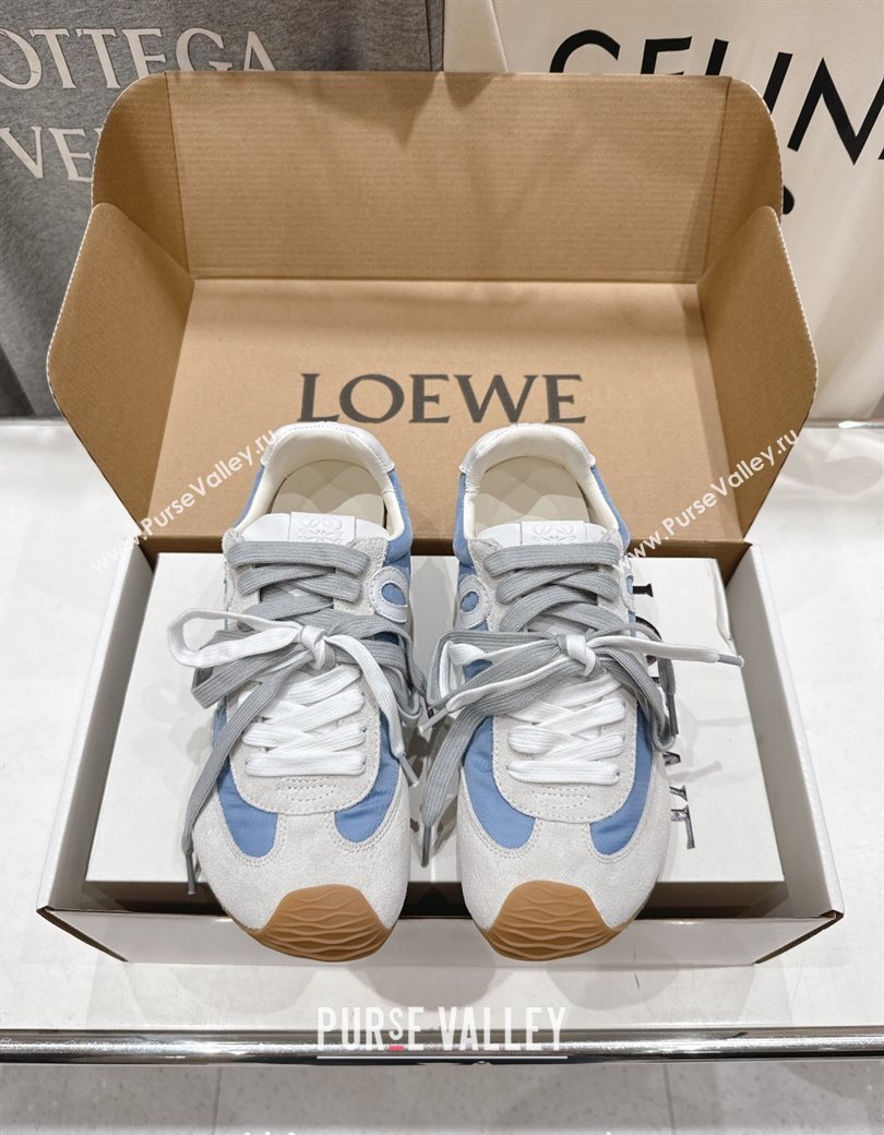 Loewe Ballet Runner 2.0 Sneakers in nylon and suede White/Blue 2025 0823 (MD-250823090)