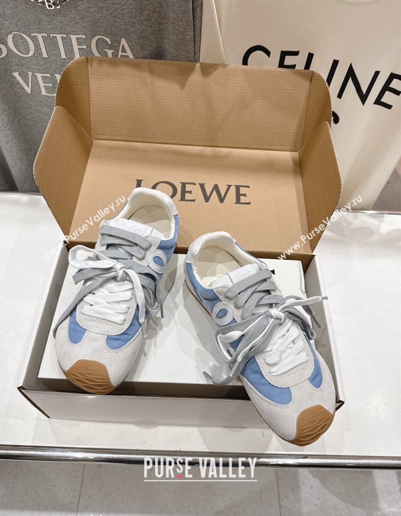 Loewe Ballet Runner 2.0 Sneakers in nylon and suede White/Blue 2025 0823 (MD-250823090)