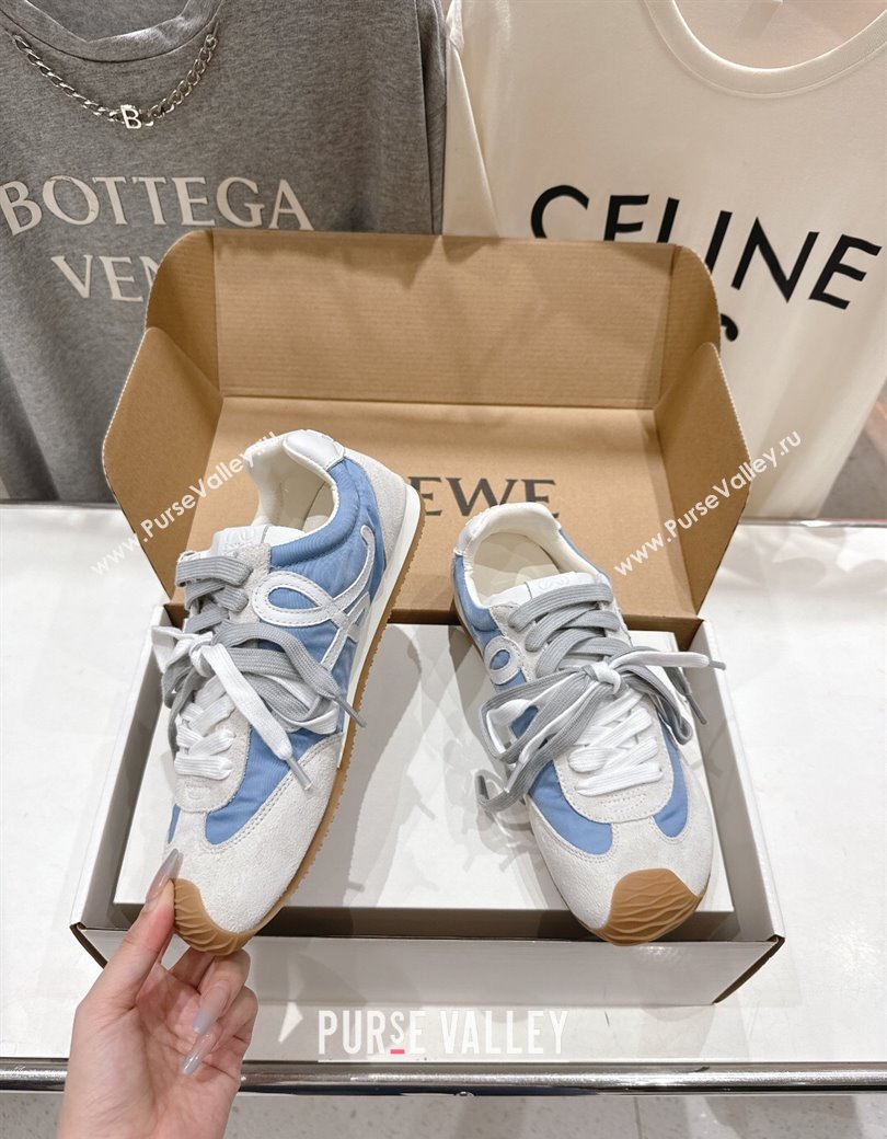 Loewe Ballet Runner 2.0 Sneakers in nylon and suede White/Blue 2025 0823 (MD-250823090)