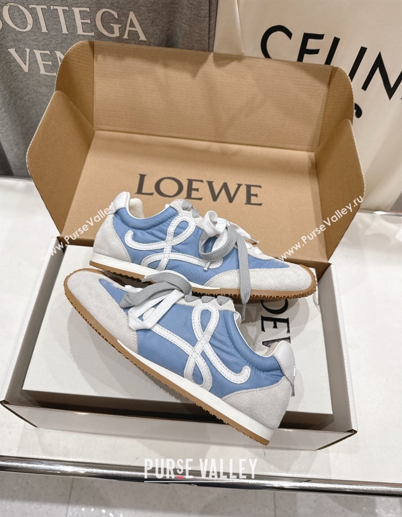 Loewe Ballet Runner 2.0 Sneakers in nylon and suede White/Blue 2025 0823 (MD-250823090)