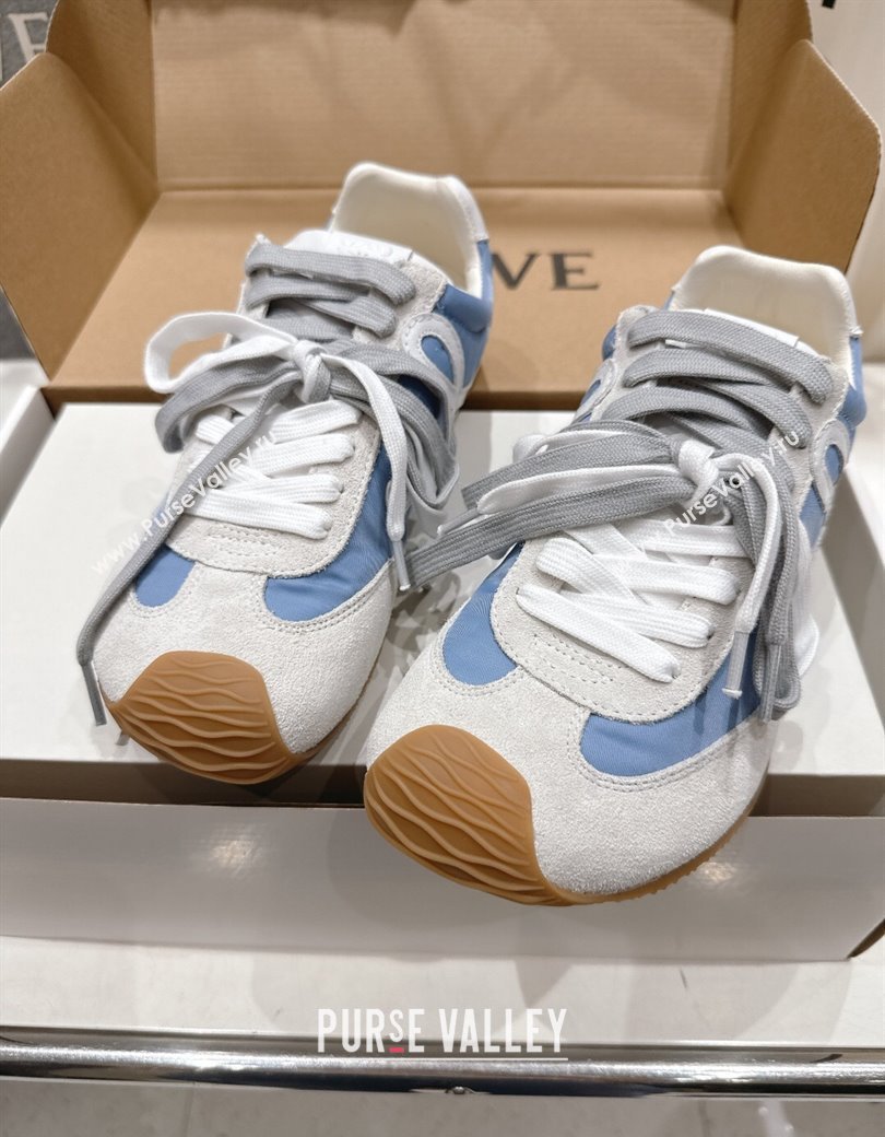Loewe Ballet Runner 2.0 Sneakers in nylon and suede White/Blue 2025 0823 (MD-250823090)