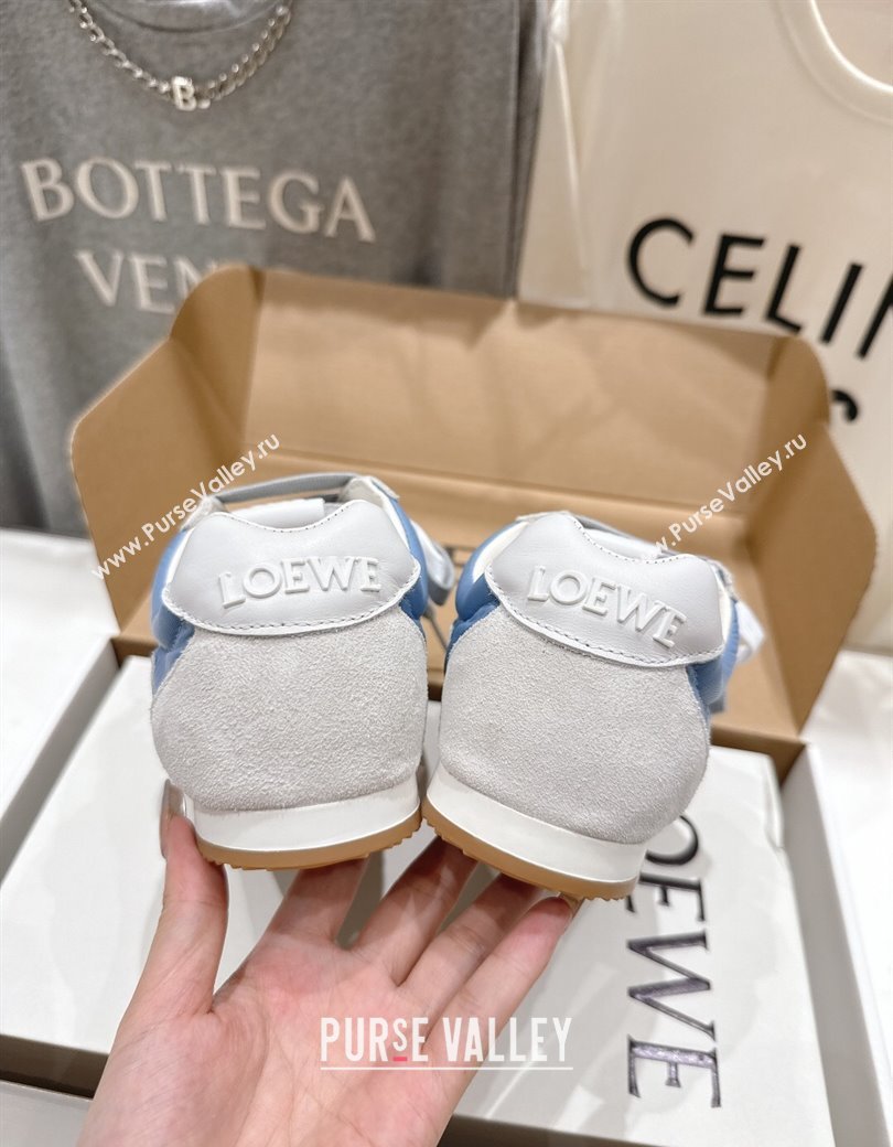 Loewe Ballet Runner 2.0 Sneakers in nylon and suede White/Blue 2025 0823 (MD-250823090)