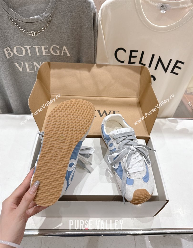 Loewe Ballet Runner 2.0 Sneakers in nylon and suede White/Blue 2025 0823 (MD-250823090)