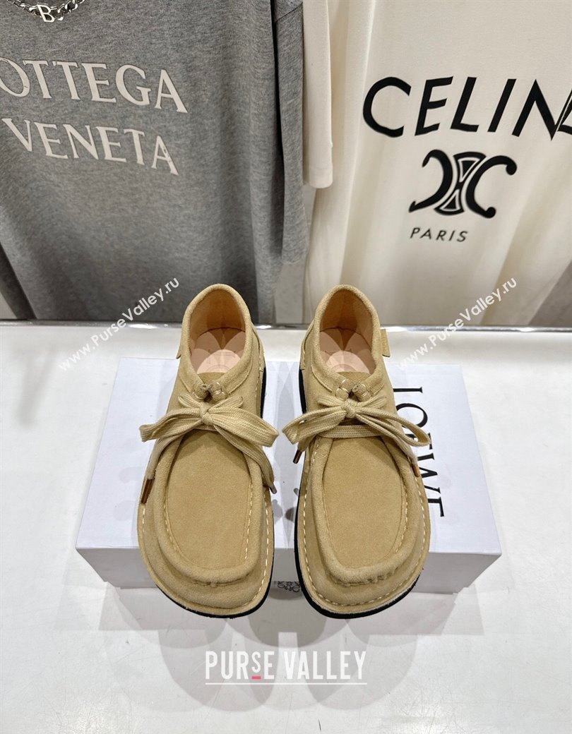 Loewe Faro Lace-up Shoes in Suede Light Beige 2025 0823 (MD-250823075)