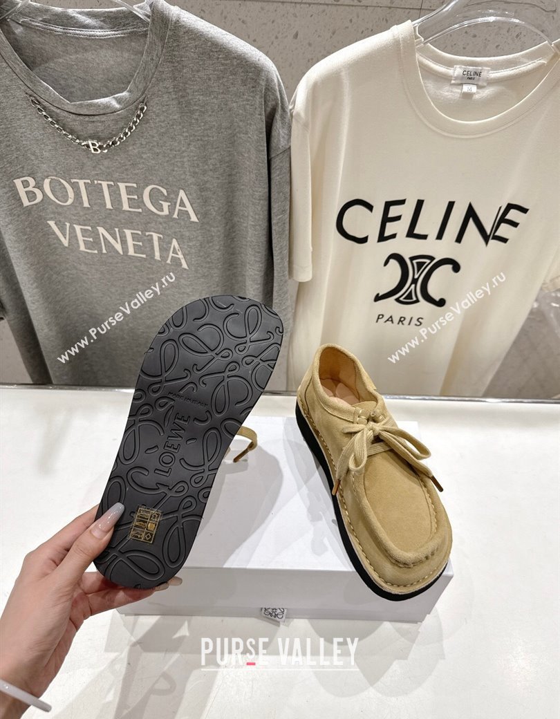 Loewe Faro Lace-up Shoes in Suede Light Beige 2025 0823 (MD-250823075)