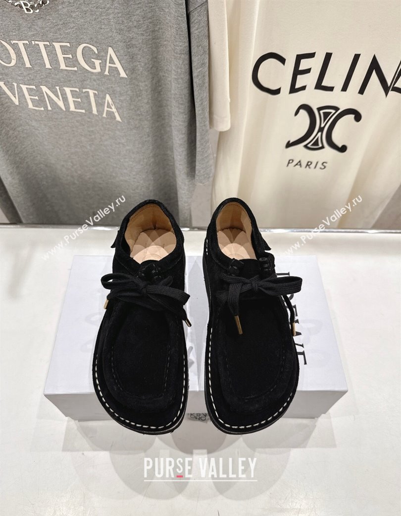 Loewe Faro Lace-up Shoes in Suede Black 2025 0823 (MD-250823076)