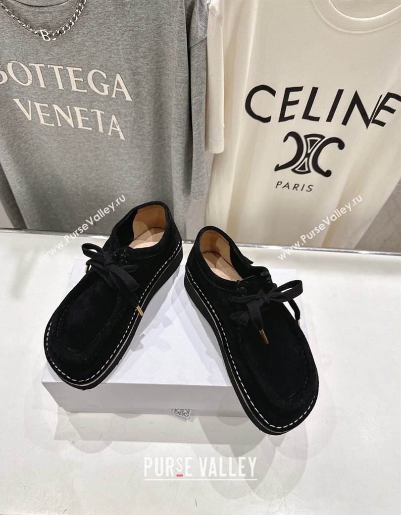 Loewe Faro Lace-up Shoes in Suede Black 2025 0823 (MD-250823076)