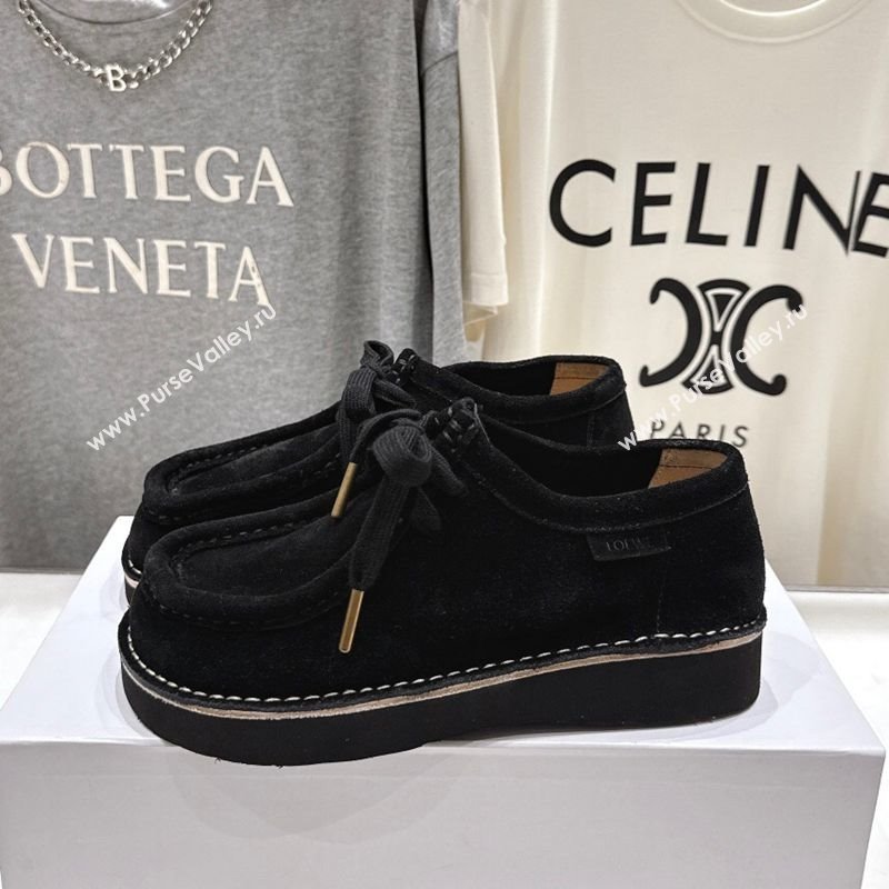 Loewe Faro Lace-up Shoes in Suede Black 2025 0823 (MD-250823076)