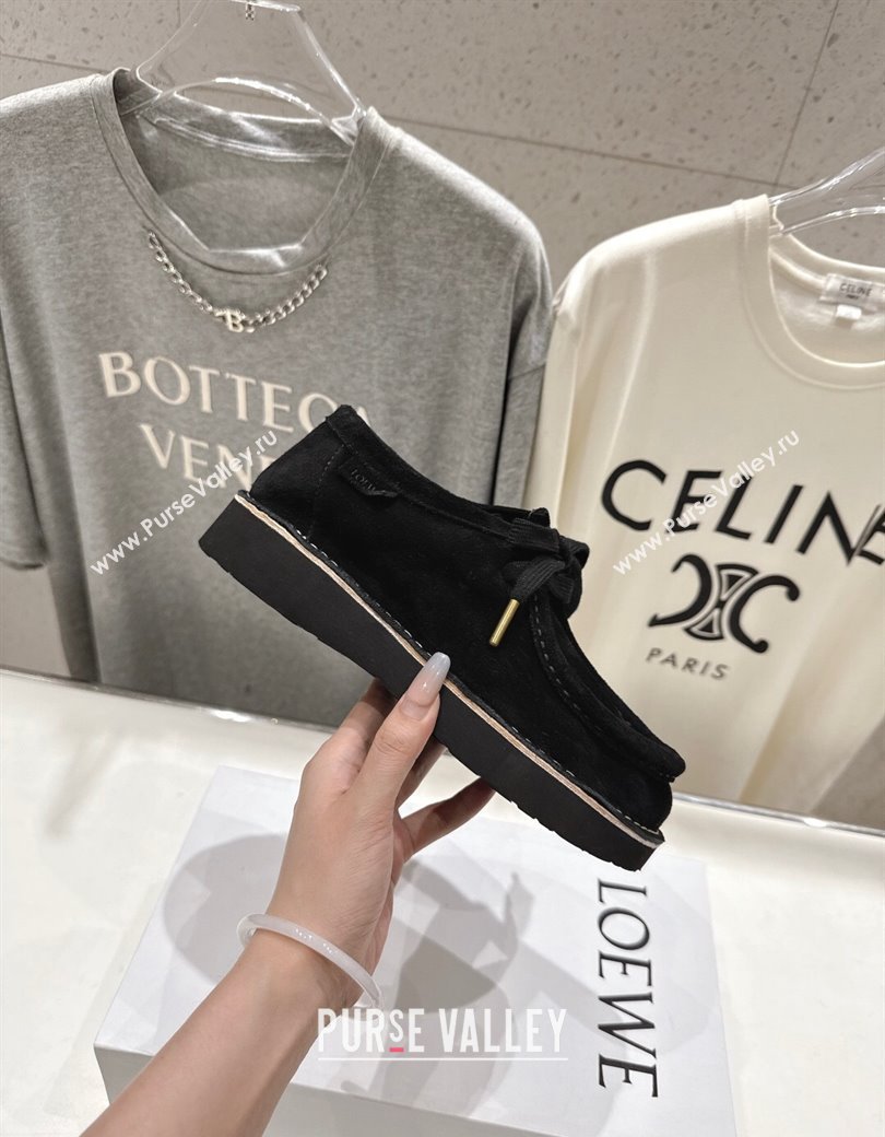 Loewe Faro Lace-up Shoes in Suede Black 2025 0823 (MD-250823076)